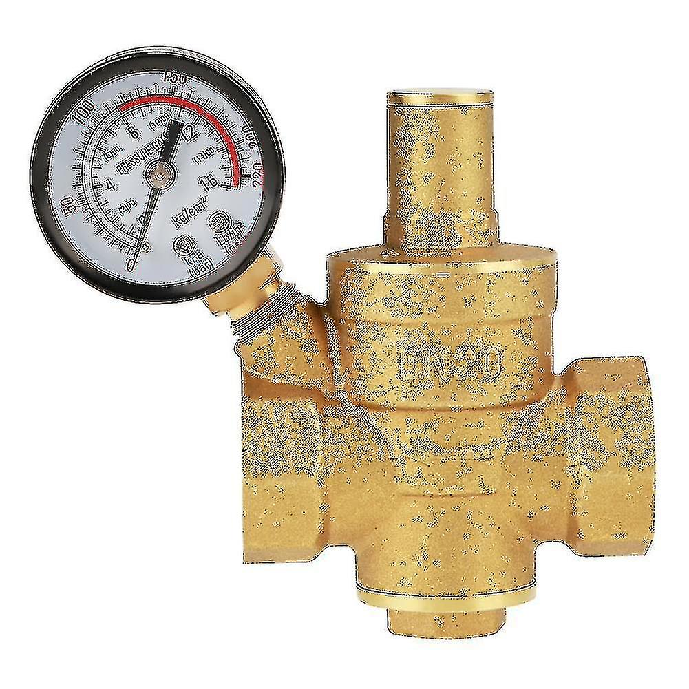 Adjustable Water Pressure Reducer Dn20， Brass Regulator + Water Pressure Gauge Pressure Gauge (dn20)