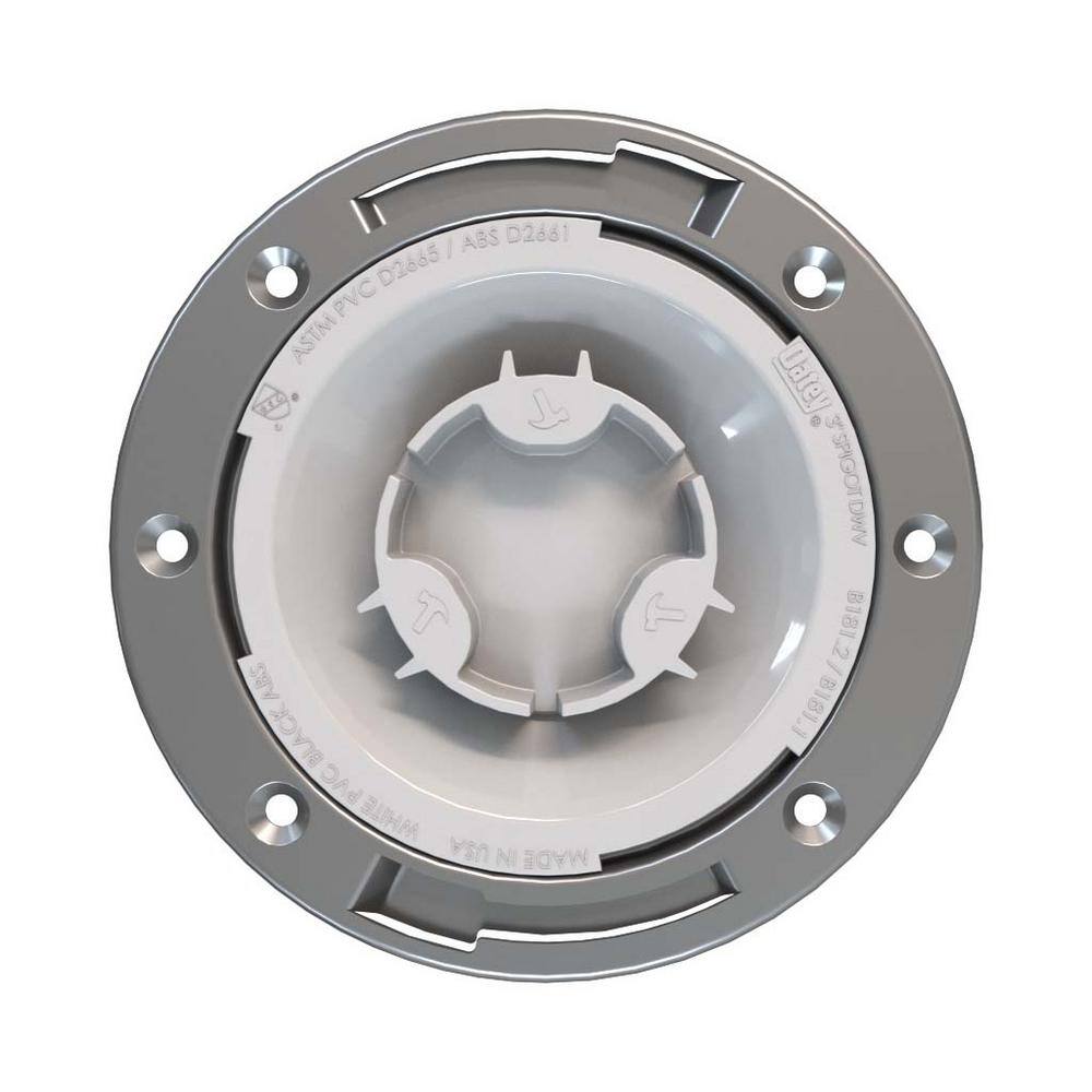 Oatey Fast Set 3 in. PVC Hub Spigot Toilet Flange with Test Cap and Stainless Steel Ring 435882