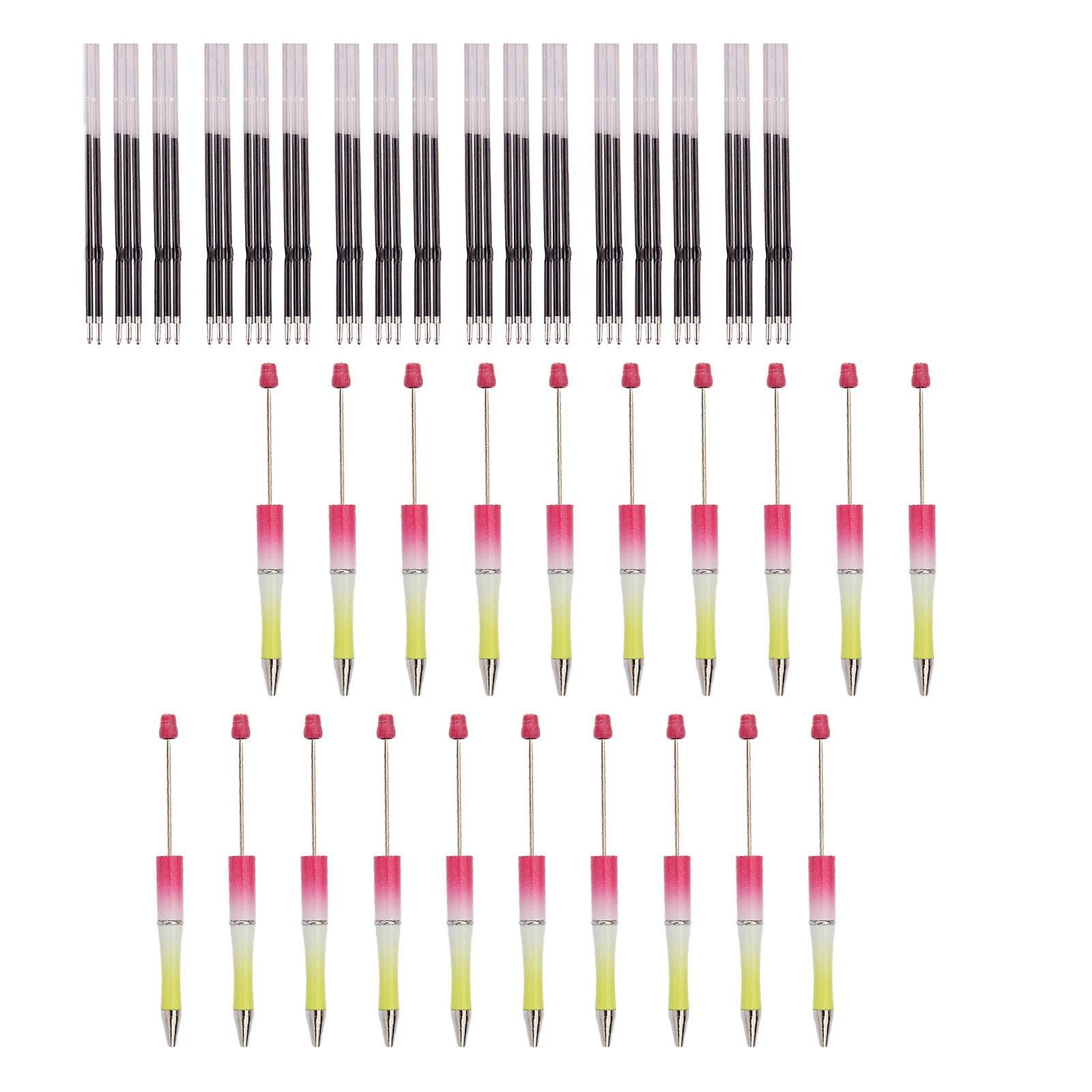 20pcs Beadable Pen 1.0mm Bead Ballpoint Pen For Classroom Drawing Journaling Rose Red Yellow