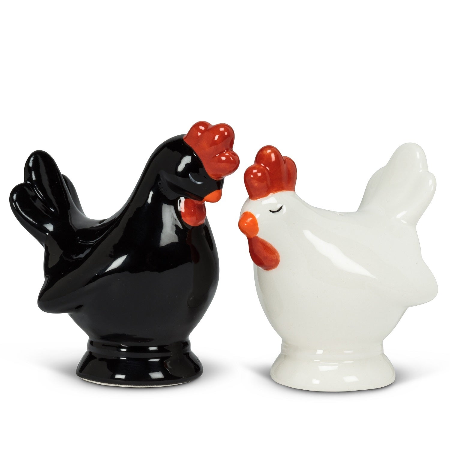 White and Black Chickens Salt and Pepper Shakers Ceramic - Black???White