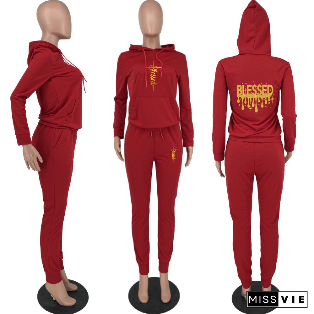 Full Sleeve Hooded Sweatshirts Long Pants Set