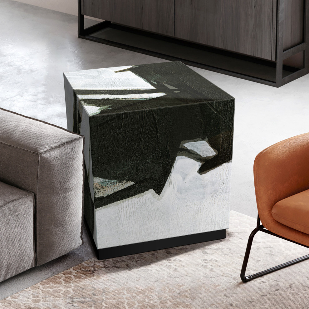 quotOde an Kline I quotReverse Printed Art Glass Side Table with Black Plinth Base   Contemporary   Side Tables And End Tables   by Empire Art Direct  Houzz