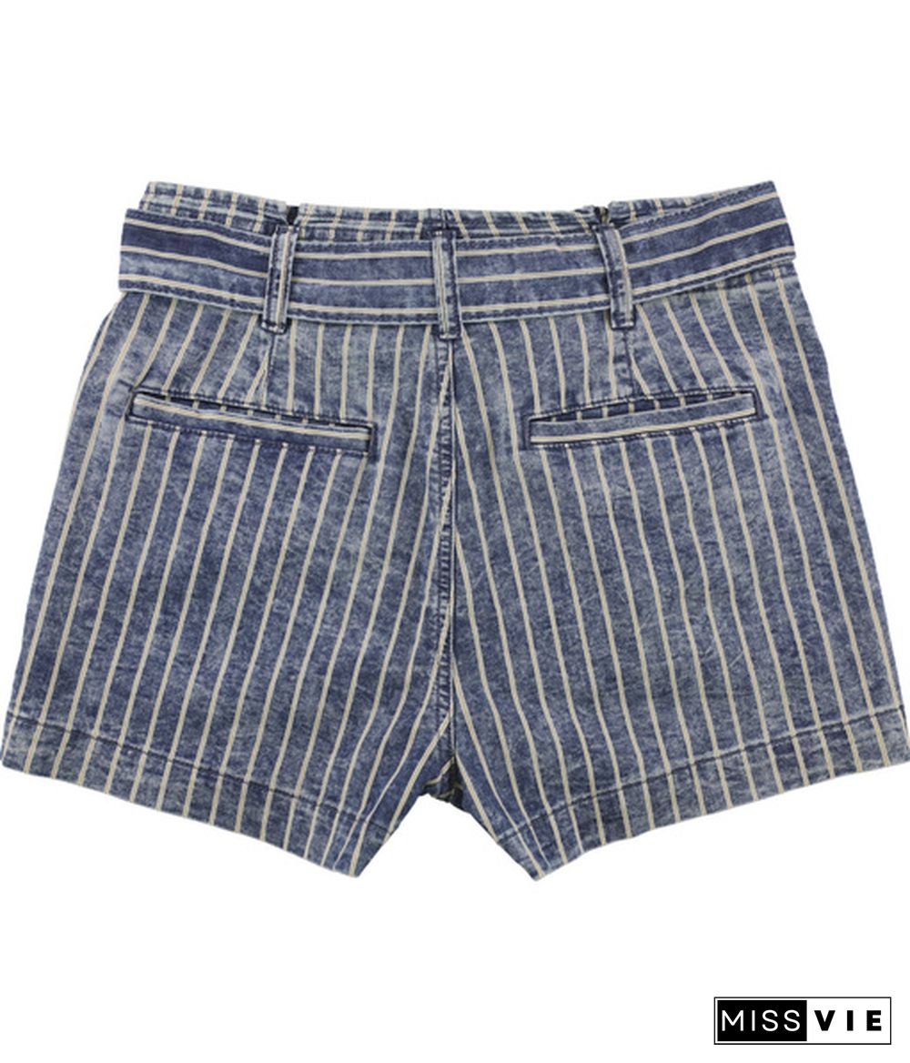 American Eagle Womens Stripe Casual Denim Shorts