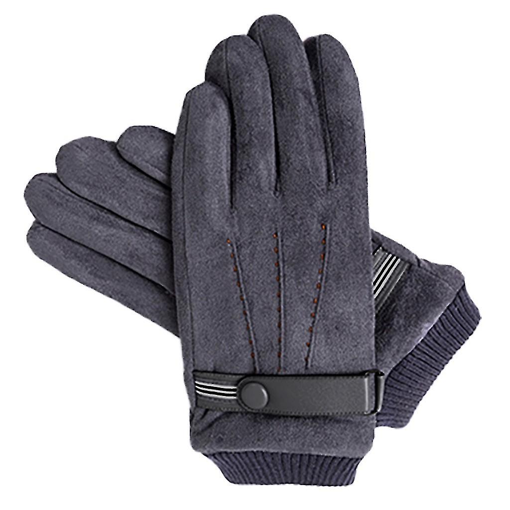 Winter Suede Leather Gloves Men Elegant Gloves Windproof Cycling Driving Gloves