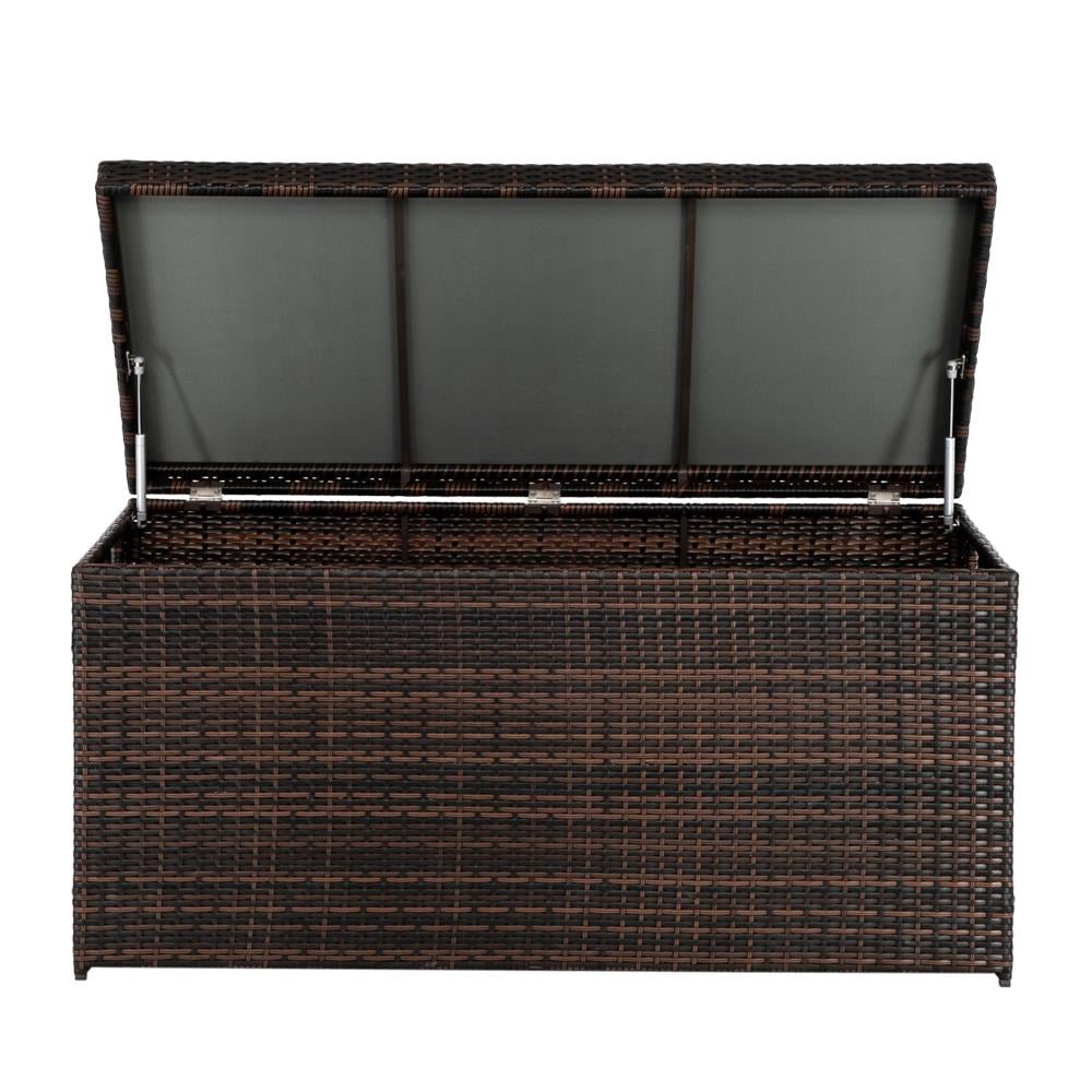 Ktaxon Outdoor Deck Storage Box 132 Gallon Resin Wicker Brown Gradient