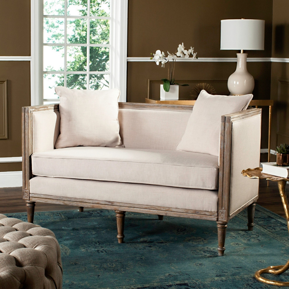 Woody Rustic French Country Settee Beige/ Rustic Oak   French Country   Loveseats   by AED Luxury Home Decor  Houzz