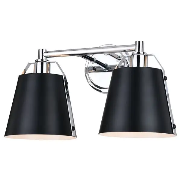 Barrington Black and Chrome Industrial Bathroom Vanity Light Fixture with Metal Shade