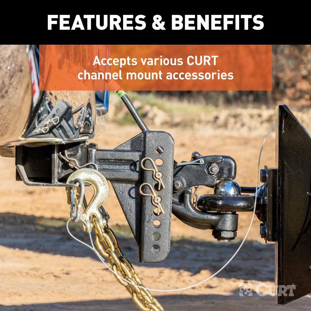 CURT Adjustable 6 in. Channel Mount Trailer Hitch with Dual Ball (2-12 in. Shank) 20000 lbs.Capacity 45902