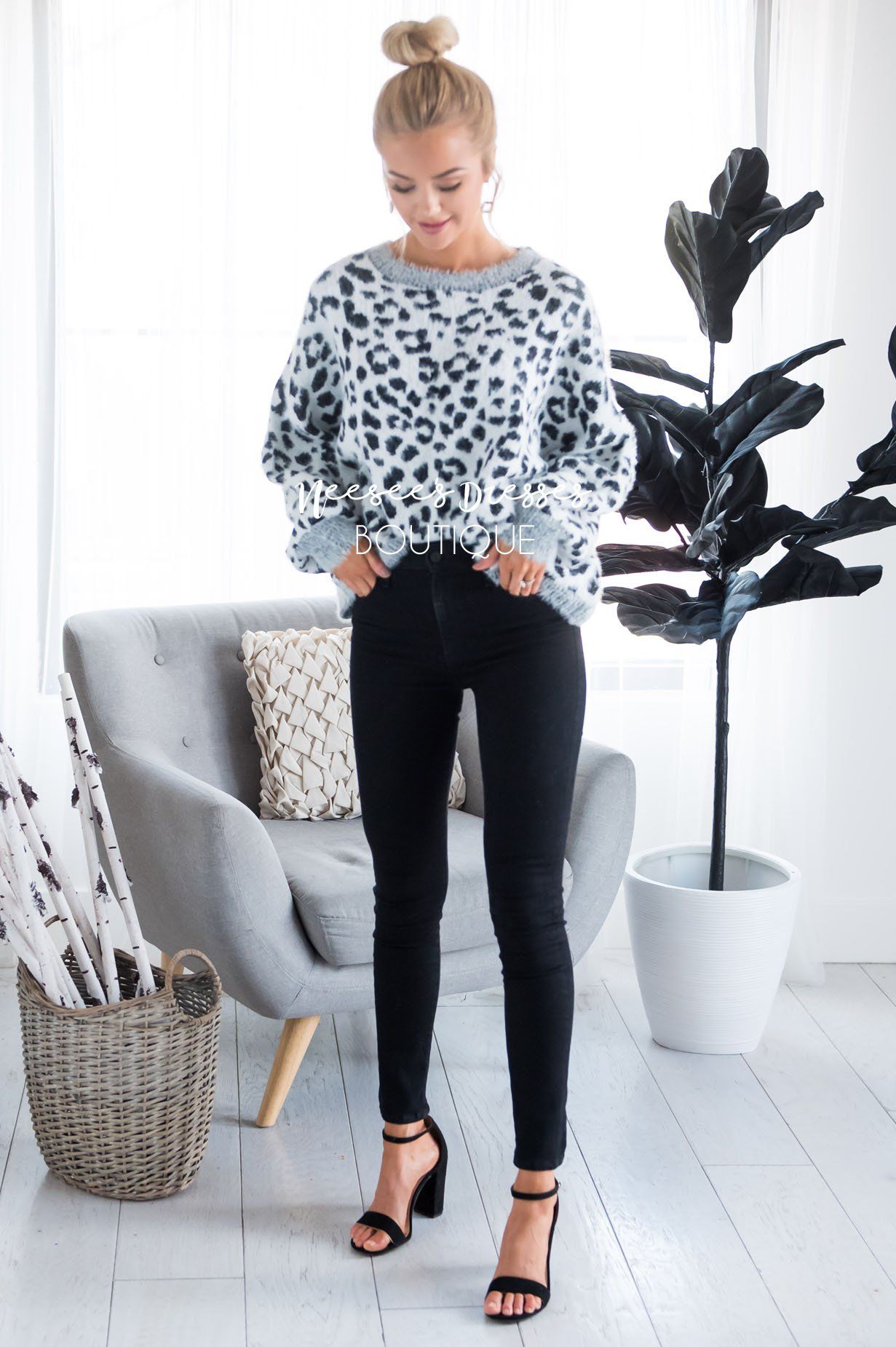 Snowy Leopard animal print sweater