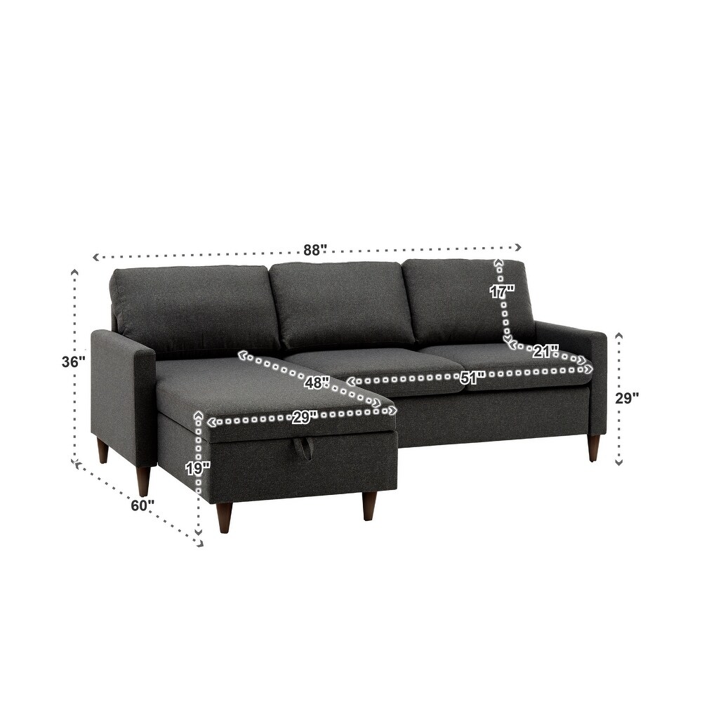 Parker L shaped Sofa with Storage Chaise by iNSPIRE Q Modern