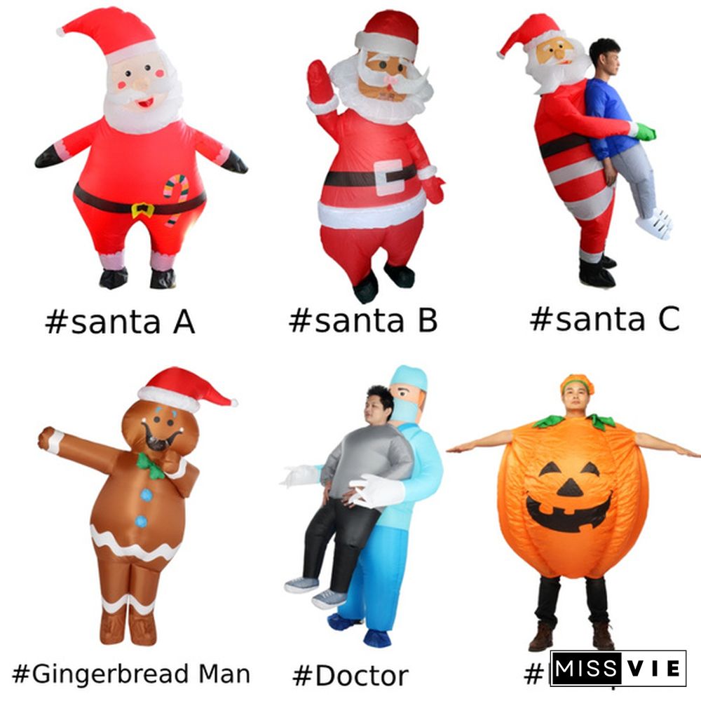 Inflatable Santa Gingerbread Man Pumpkin Doctor Costumes for Kids Adult Fancy Dress Suit Halloween Christmas Carnival Party Men Women Boys Girls Outfit