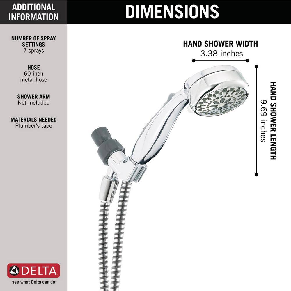 Delta 7-Spray 3.3 in. Single Wall Mount Handheld Rain Shower Head in Chrome 75700