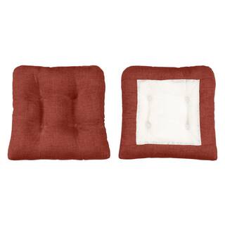 Ellis Curtain Lisa Solid Red 18 in. Non Skid Chair Pad 717547035234