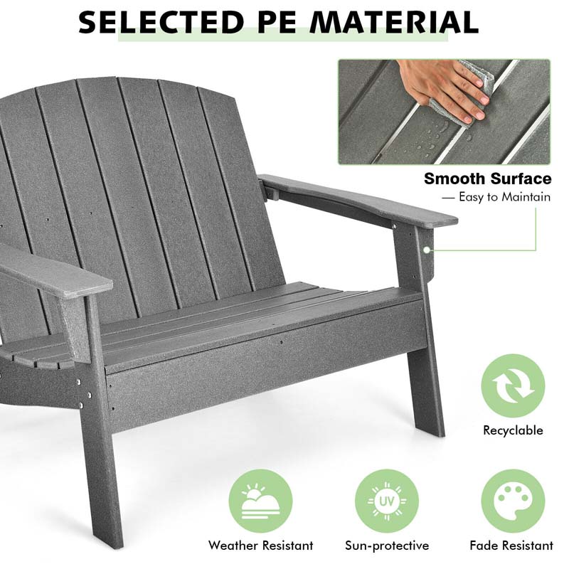 All-Weather HDPE Adirondack Chair Loveseat Outdoor Adirondack Bench for Patio Porch Garden Backyard