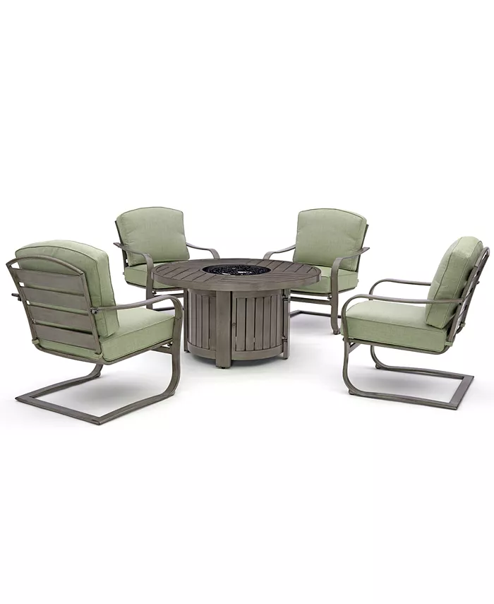 Agio CLOSEOUT! Tara 5-Pc. Round Fire Pit Chat Set (1 Fire Pit and 4 C-Spring Chairs)