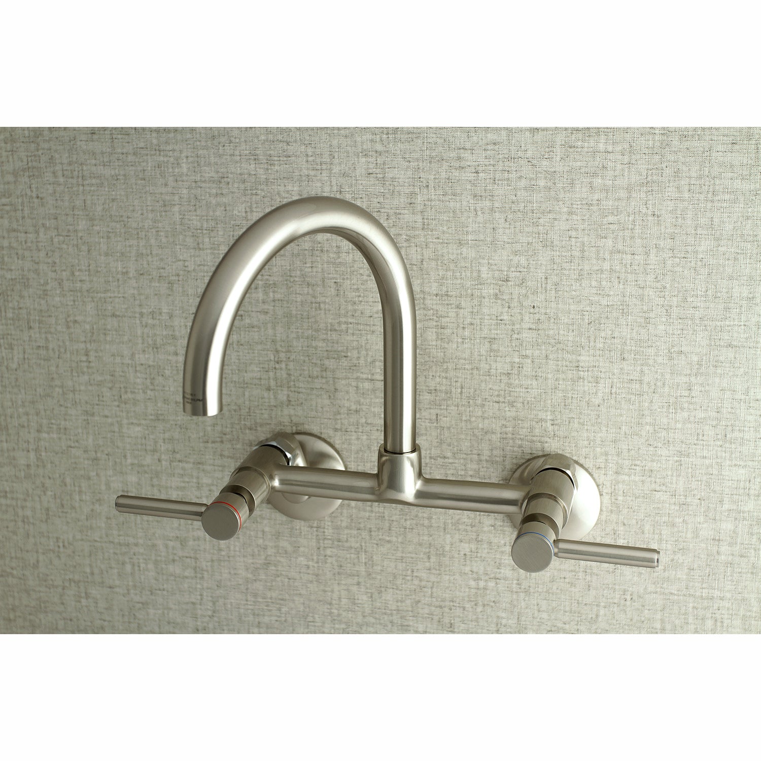 Kingston Brass Concord 8-Inch Adjustable Center Wall Mount Kitchen Faucet， Brushed Nickel