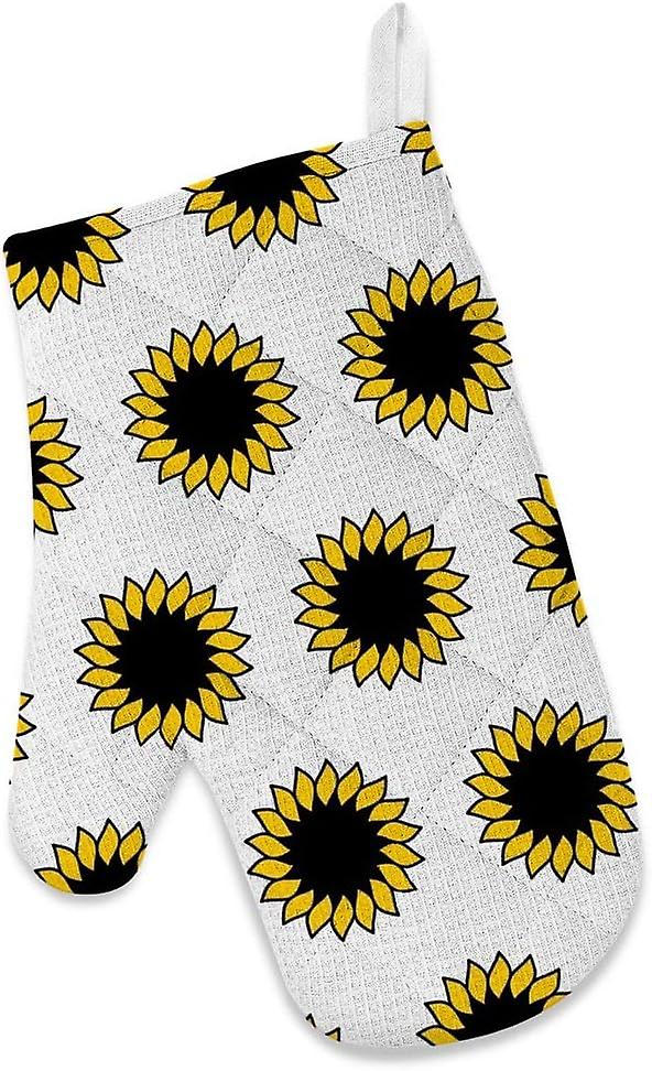 Insulation Kitchen Oven Mitts Potholder Apron 3pcs Set Sunflower Non Slip Heat Resistant Gloves For Baking Cooking Bbq