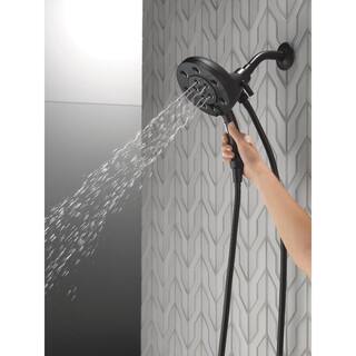 Delta In2ition 4-Spray Patterns 2.50 GPM 5.72 in. Wall Mount Dual Shower Heads in Matte Black 58472-BL