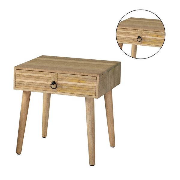 1 Drawer Wood End Table with Tapered Legs in Natural Finish