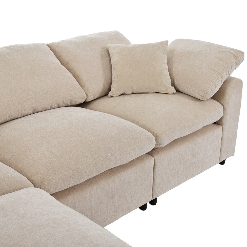 Oversized Modular Corner Sofa L Shaped Sectional Sofa w/Ottoman 7 Seat Sectional Sofa w/Removable Cushions for Livingroom