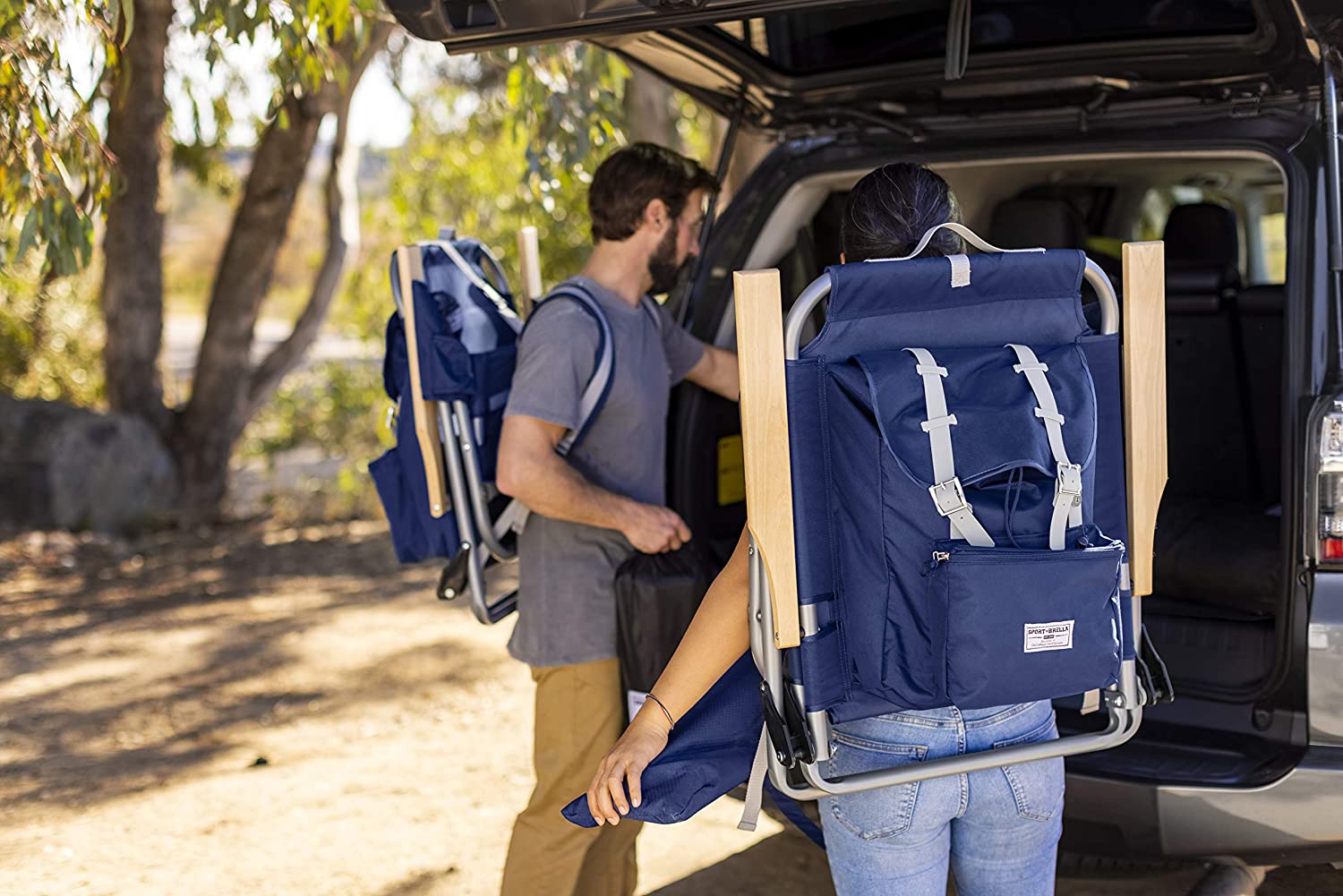 Sport-Brella SunSoul Folding Light-Weight Blue Backpack Beach Chair