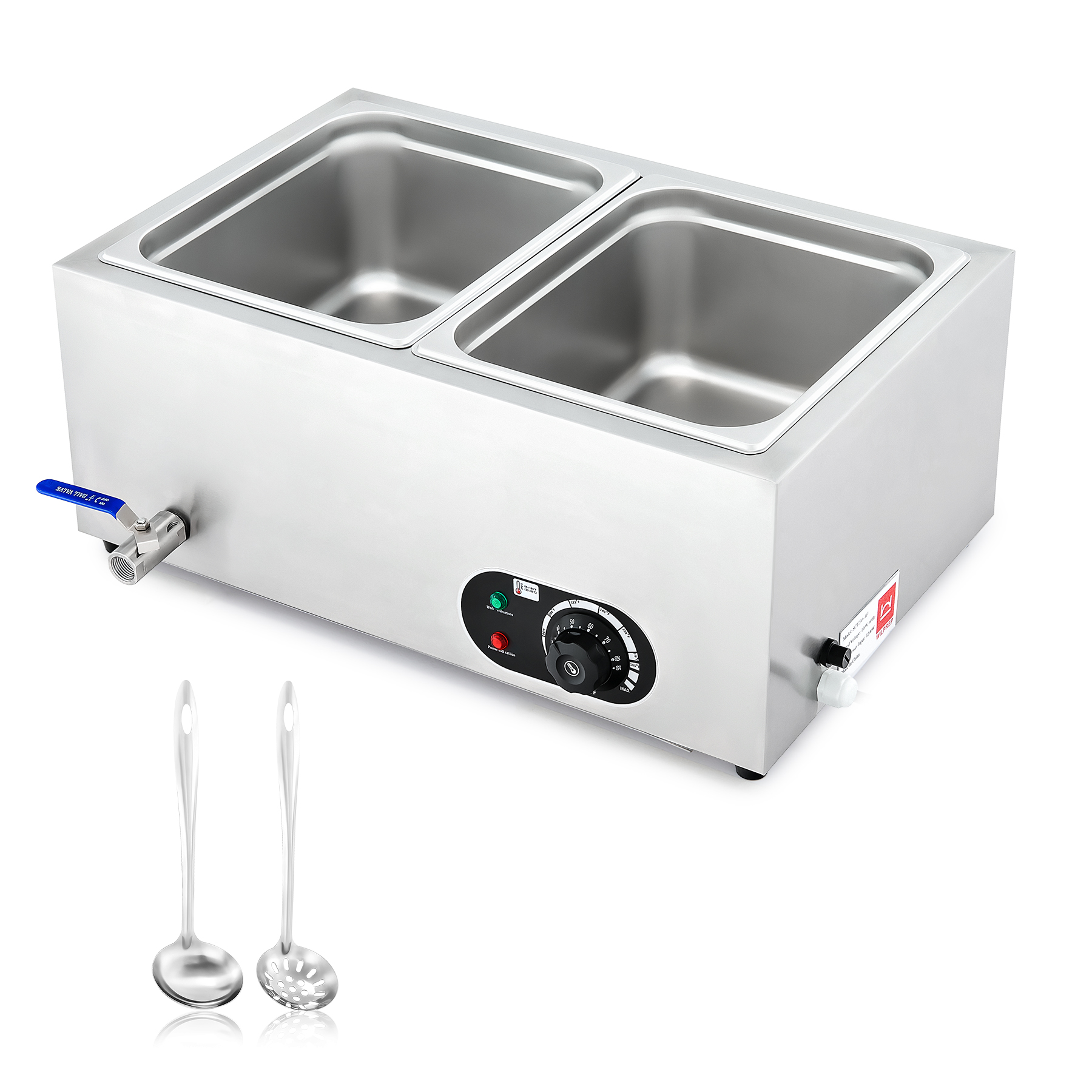 Commercial Bain Marie Food Warmer GN 1/2 Electric 2 Pan Buffet Server and Warmer