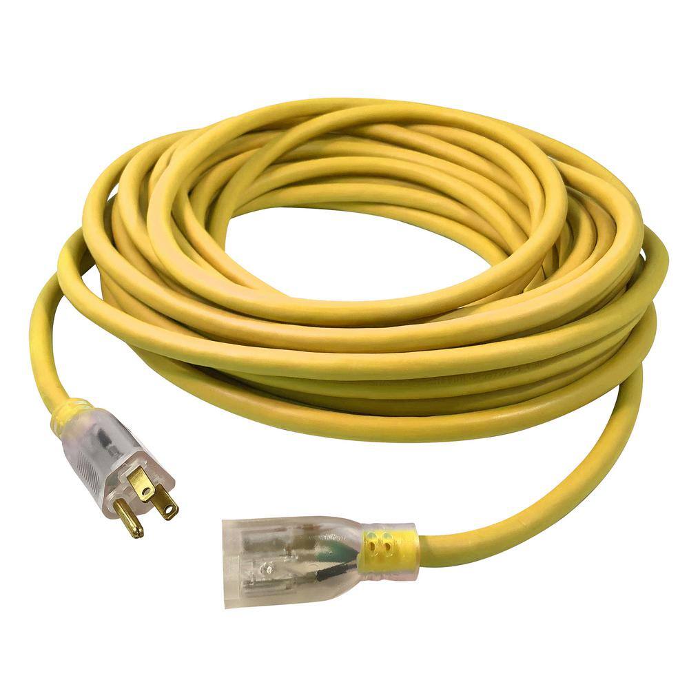 US Wire and Cable USW 50 ft. 143 Yellow Extension Cord with Lighted Plug 73050