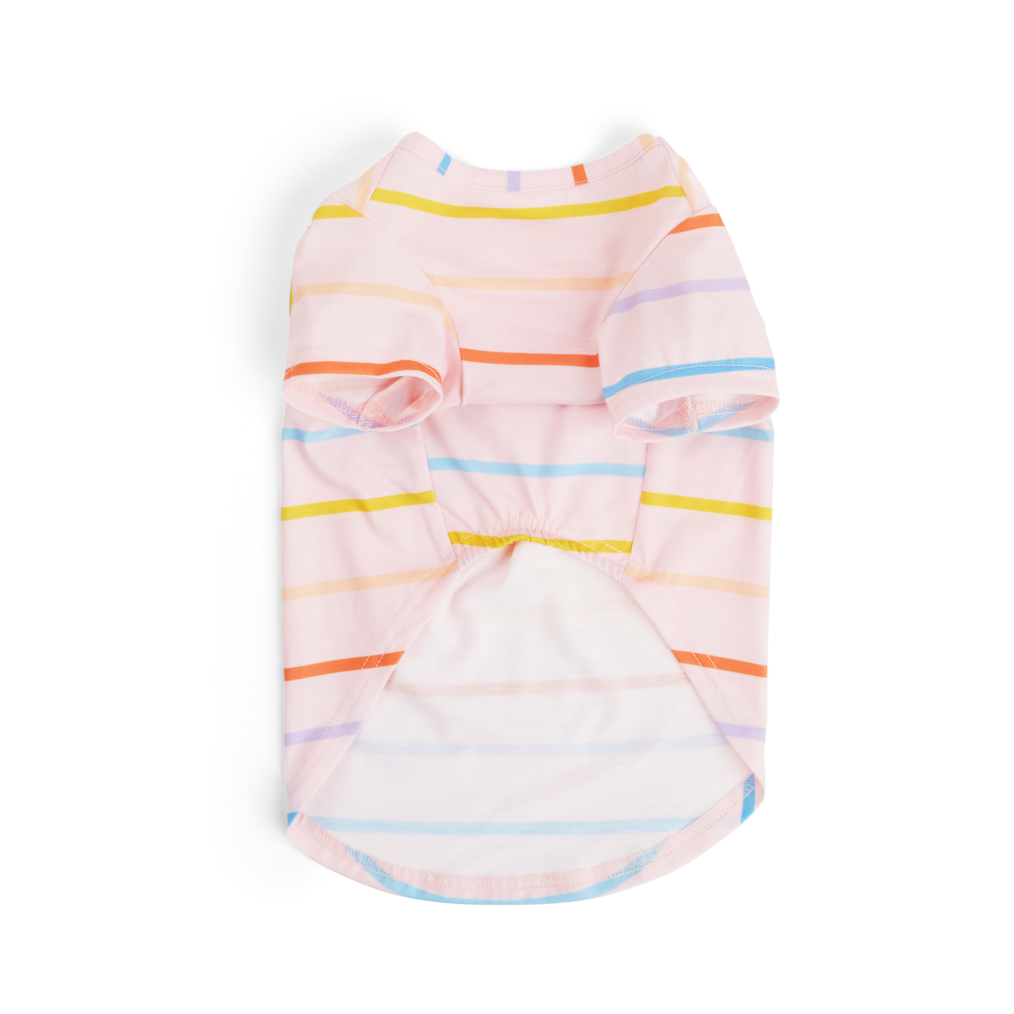 YOULY Pink Stripe Dog Tee， X-Small