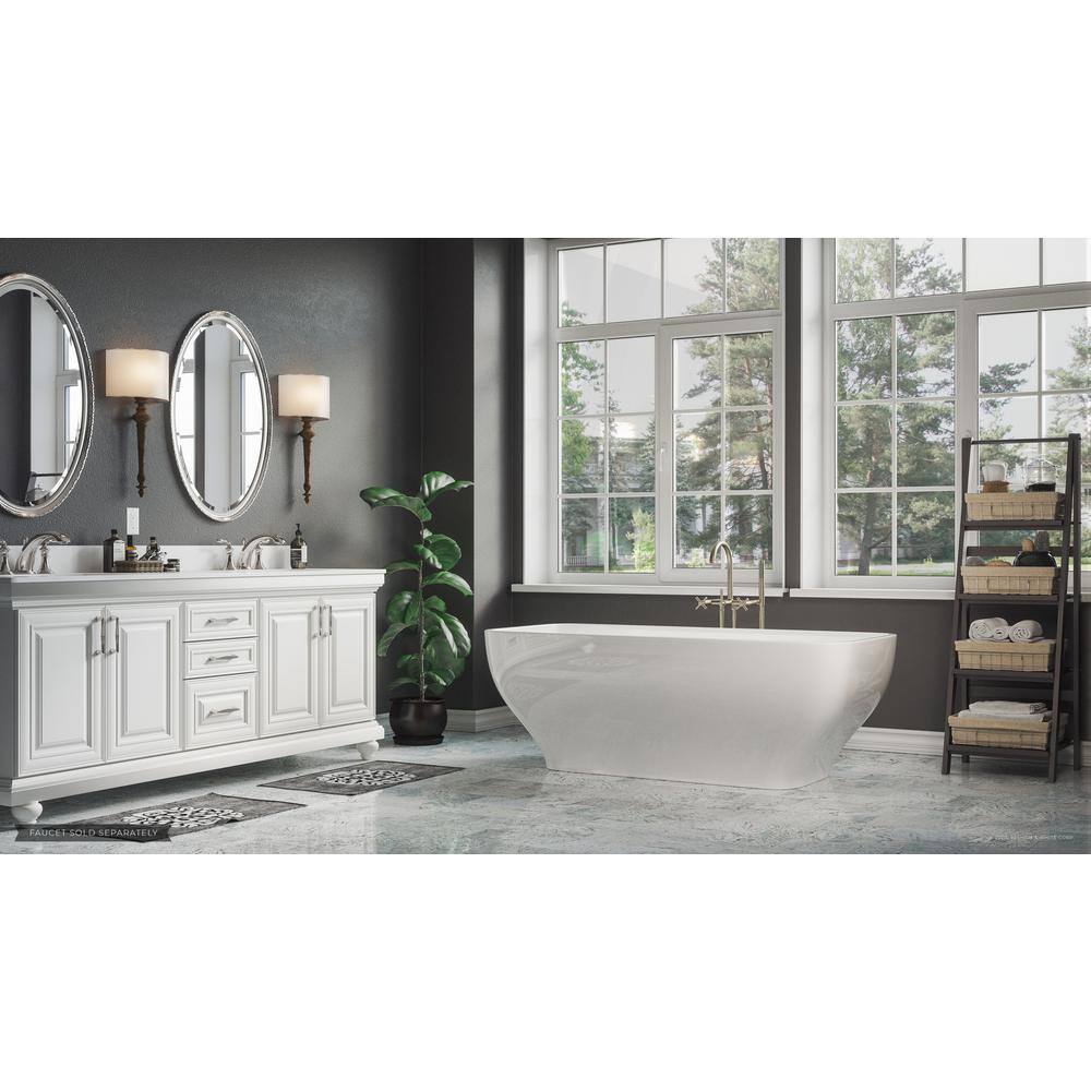 PELHAM  WHITE Oxford 67 in. Acrylic Curvy Rectangle Freestanding Bathtub in White Drain in White PW82078-W