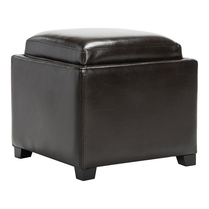 Safavieh Bobbi Leather Tray Storage Ottoman