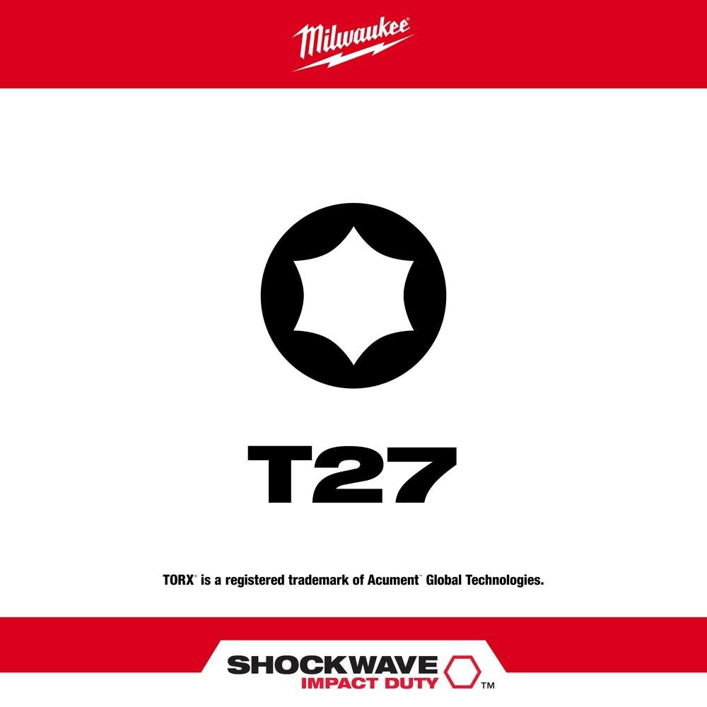 Milwaukee SHOCKWAVE 6 in. Impact Torx T27 Impact Driver Bit 10PK 48-32-4247 from Milwaukee