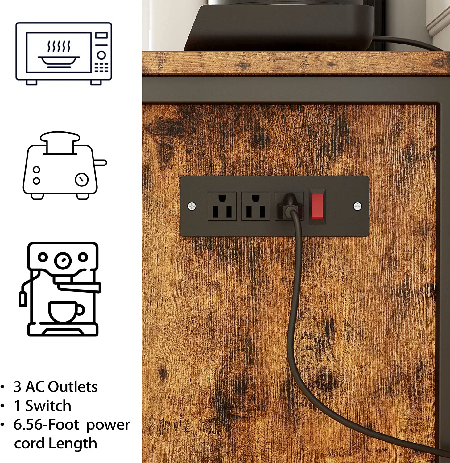 Storage Cabinet with Charging Station and Wheels, 31.5