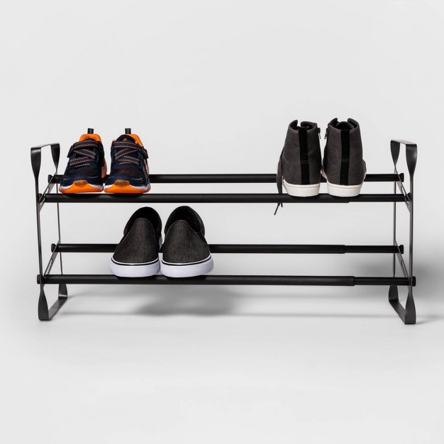 2 Tier Expandable Shoe Rack Gunmetal