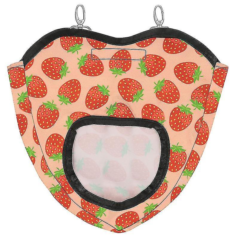 Strawberry One Hole Pet Feeding Bag Rabbit Hay Bag Feeding Hanging Feeding Bag Guinea Pig Small Animal Food Storage Bag Hamster