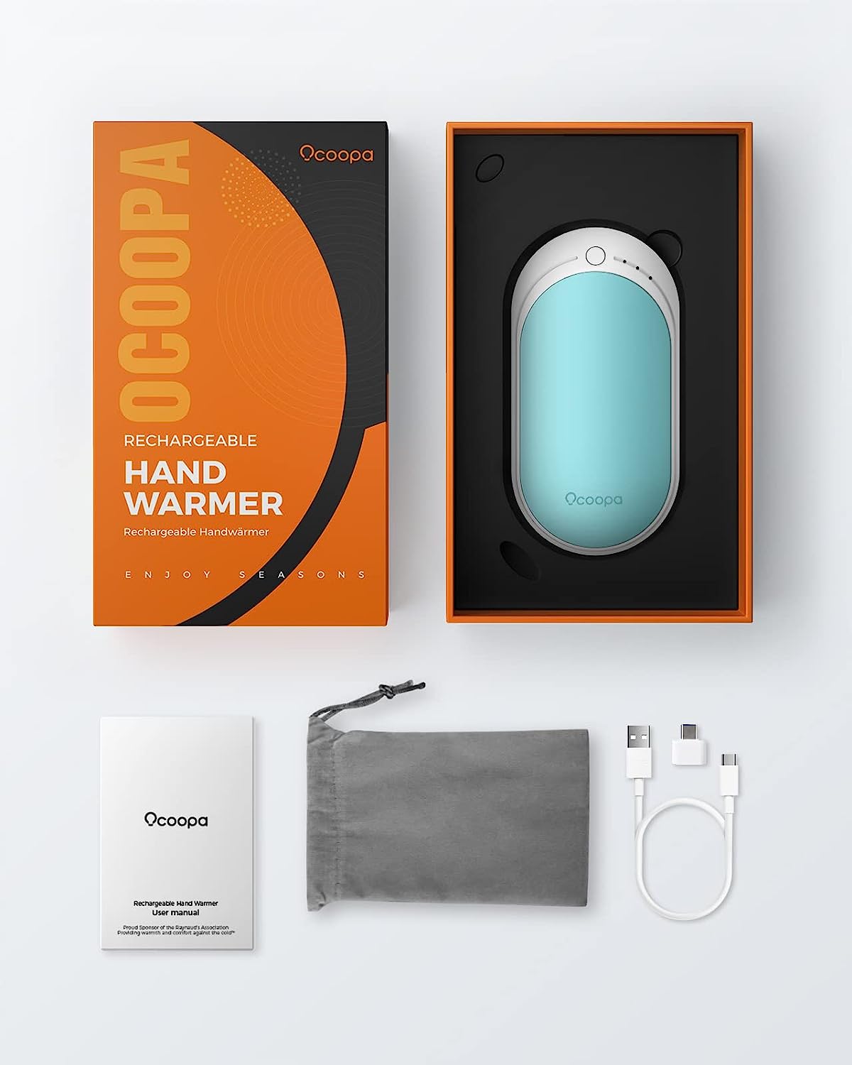 OCOOPA Hand Warmers Rechargeable, 1 Pack 5200mAh Electric Portable Pocket Heater, Heat Therapy Great for Raynauds, Hunting, Golf, Camping, Women Mens Gifts