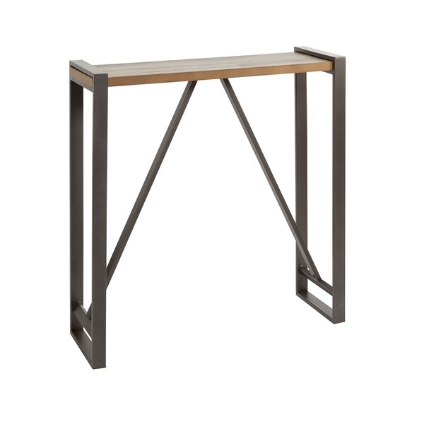 Boston Slim Trestle Frame Metal and Wood Console Table， Light Graphite Finish