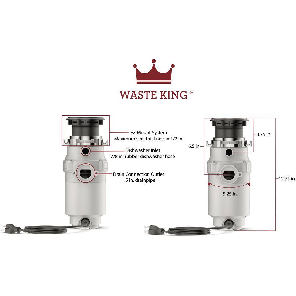 Waste King Legend Series 12 HP Continuous Feed Garbage Disposal L-1001