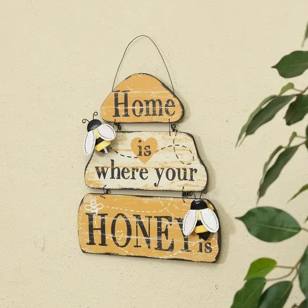 Gerson Bee Themed Wood Hanging Sign