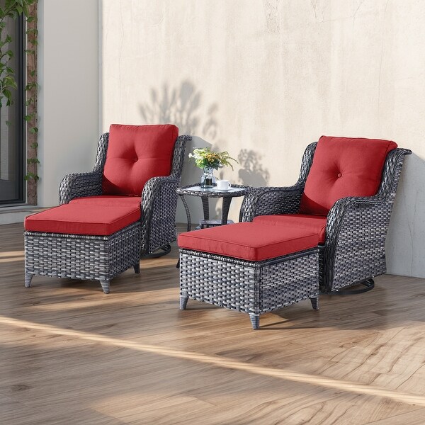 Pocassy 5Piece Outdoor Furniture Set，Swivel chairs with Ottomans