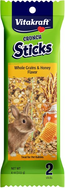 Vitakraft Crunch Sticks Whole Grains and Honey Flavor Rabbit Treat， 2-pack