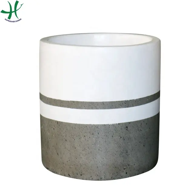 Lightweight Concrete Modern Outdoor Round Planter Cement Pot for Garden Decor  garden pots   planters