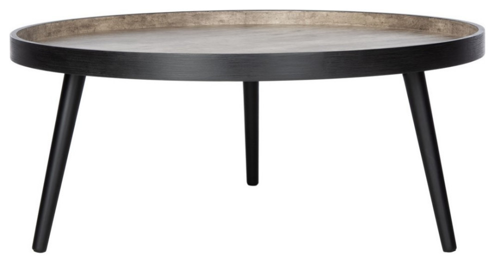 Roxie Round Tray Top Coffee Table Light Grey/ Black   Midcentury   Coffee Tables   by AED Luxury Home Decor  Houzz