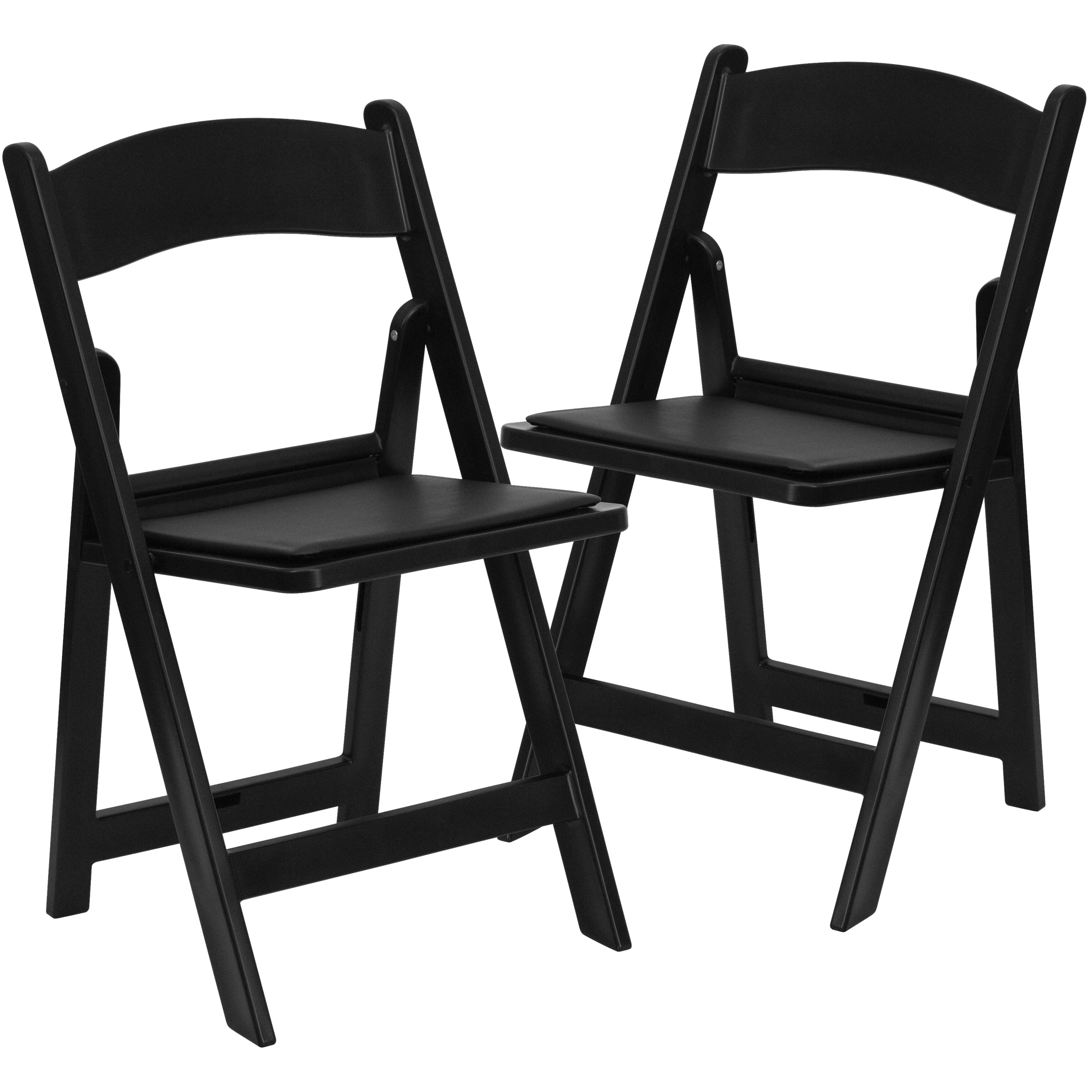 Emma + Oliver Folding Chair - Black Resin – 2 Pack 1000LB Weight Capacity Event Chair