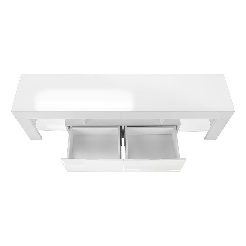 Monarch Modern Glossy White TV Stand