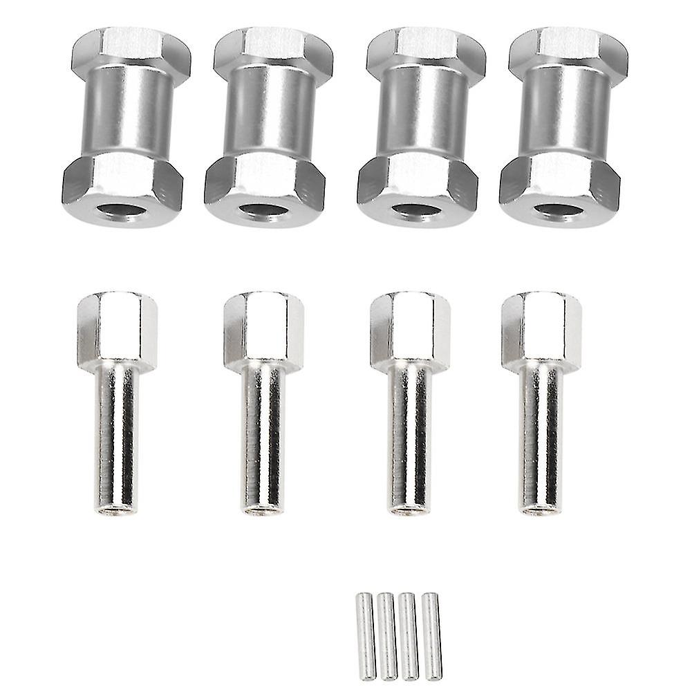 4pcs Aluminium Alloy 20mm Extension Connector 12mm Wheel Hub Hex Drive Adapter For 1/10 Rc Drift Car Buggy Truggy Truck Parts Crawlersilver