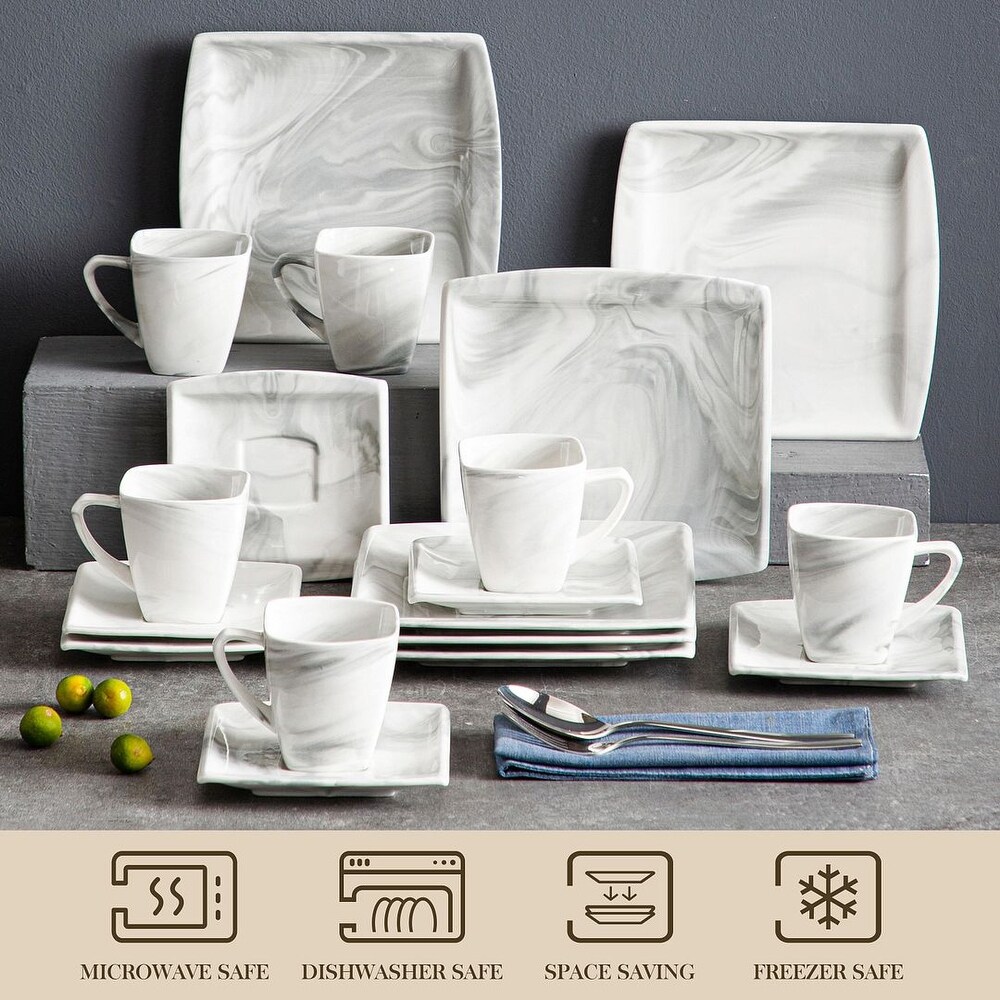 MALACASA Blance 18 Piece Porcelain Dessert Set (Service for 6)