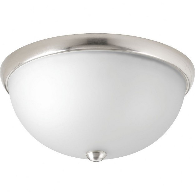 Progress Lighting Dome Collection 2 light Flush Mount Brushed Nickel Etched Glass Material Steel