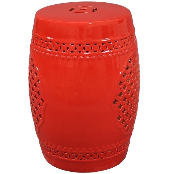 Sunnydaze Marrakesh Lattice Ceramic Decorative Garden Stool