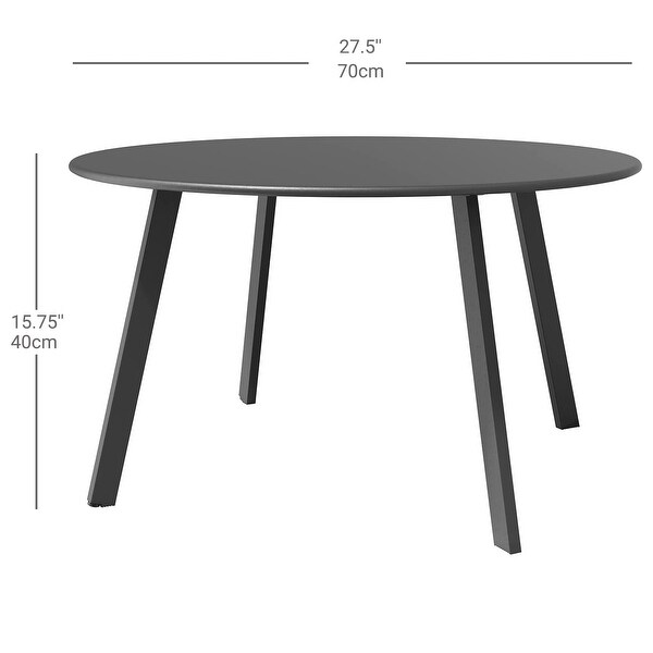 Black Round Steel Patio Outdoor End Table，WeatherResistant Large Outside Side Table for Garden Balcony Yard