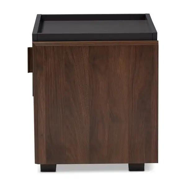 Rikke Modern and Contemporary Two-Tone Gray and Walnut Finished Wood 1-Drawer Nightstand - Dark Grey